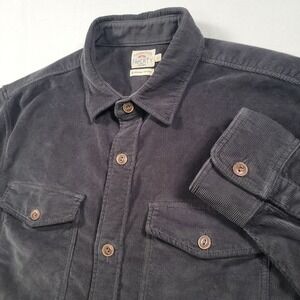 Faherty Brand Stretch Terry Corduroy Workshirt Mens M Washed Charcoal Organic